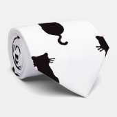 Cravate Chat noir isolé sur le Motif à points Polka blancs (Roulé)