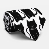 Cravate Chat noir mignon (Roulé)