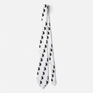 Cravate CHAT NOIR NINJA Dessin noir blanc