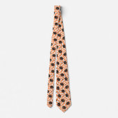 Cravate Chat noir rétro Motif chèque orange (Dos)