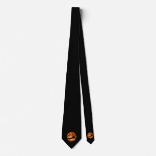Cravate Chat noir sous la lune orange
