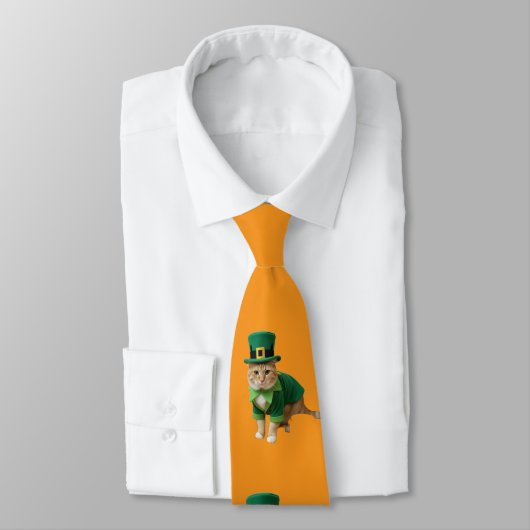 Cravate Chat orange de la Saint-Patrick (Attaché)