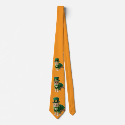 Cravate Chat orange de la Saint-Patrick (Devant)