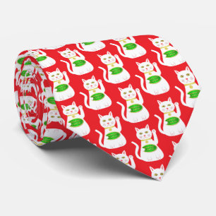 Cravate Chat Oriental Lucky Patterned
