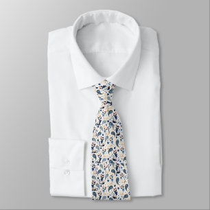 Cravate Chat Paisley Vintage Bleu des Années 60