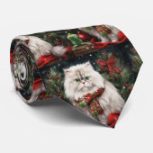 Cravate Chat perse en Noël de neige (Roulé)