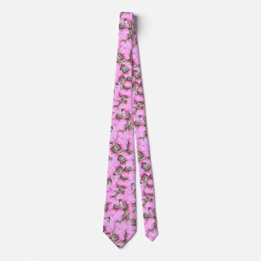 Cravate Chat rose Funny personnalisé (Devant)