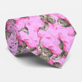 Cravate Chat rose Funny personnalisé (Roulé)