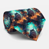 Cravate Chat Sibérien D'Halloween Avec Peur Citrouille (Roulé)