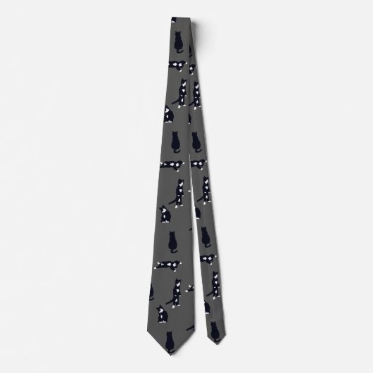 Cravate Chat Smoking – Motif de chat noir et blanc (Devant)