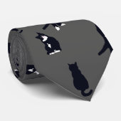 Cravate Chat Smoking – Motif de chat noir et blanc (Roulé)