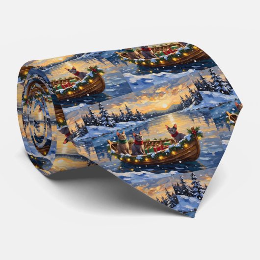 Cravate Chat Sphynx Noël Bateau Fêtes (Roulé)