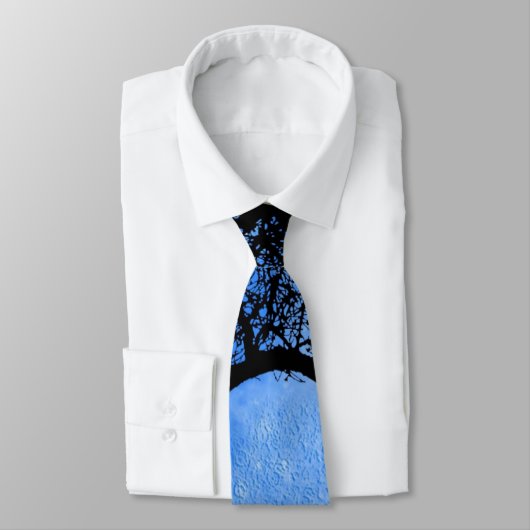 Cravate Chat sur une lune bleue fil (Attaché)