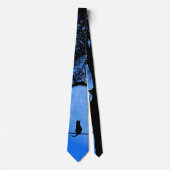 Cravate Chat sur une lune bleue fil (Devant)