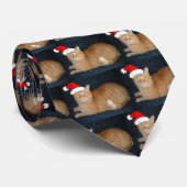 Cravate Chat Tabby Orange de Noël (Roulé)