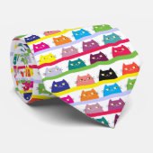 Cravate Chat, Vibrant Motif coloré (Roulé)