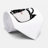 Cravate Chaton noir avec nez rouge caché dans une tasse (Roulé)