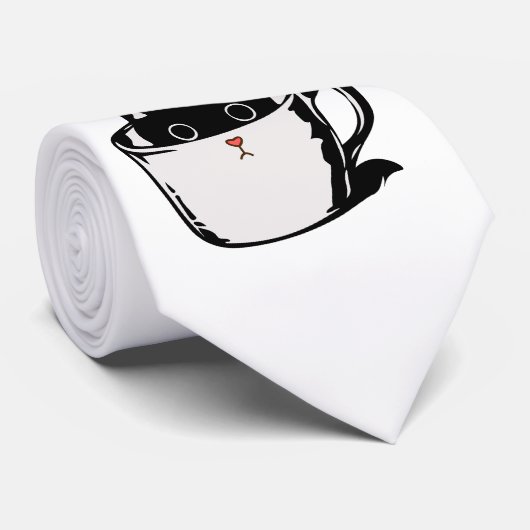 Cravate Chaton noir avec nez rouge caché dans une tasse (Roulé)