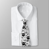Cravate Chats blancs noirs face motif (Attaché)