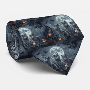 Cravate Chats Bleus Russes Halloween Effrayant