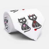 Cravate Chats caricaturaux, anges et démons - Choisissez l (Roulé)