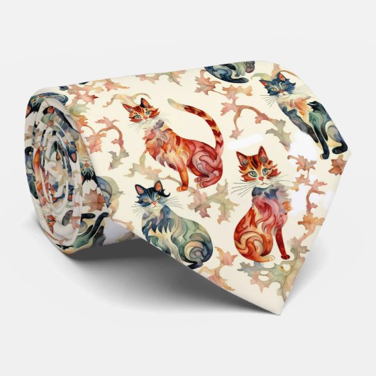 Cravate Chats dans un Motif d'aquarelle chinois (Roulé)