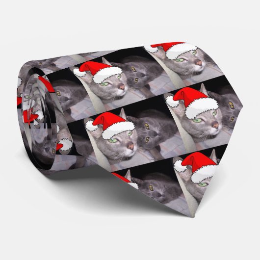 Cravate Chats de Noël (Roulé)