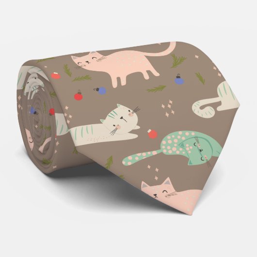 Cravate Chats de Noël mignons (Roulé)