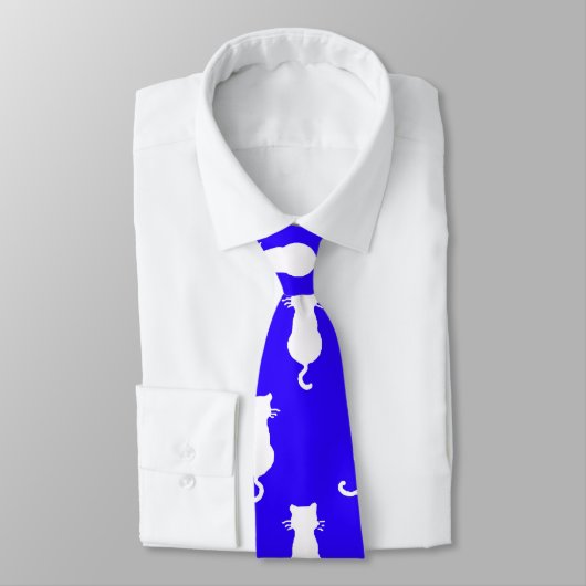 Cravate Chats Fantaisistes Forever Bleu Royal (Attaché)