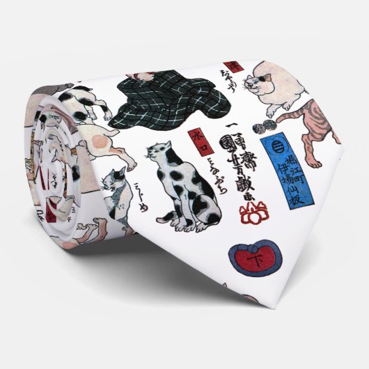 Cravate Chats japonais, Kuniyoshi, Ukiyo-e (Roulé)