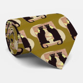 Cravate Chats noirs jumeaux Abstraits (Roulé)