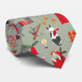 Cravate Chats rétro vintage vert Noël (Roulé)
