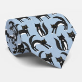 Cravate Chats Tuxedo Noir et Blanc Bleu (Roulé)