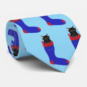 Cravate Chaussette de Noël Chat Noir Liens de Cou (Roulé)
