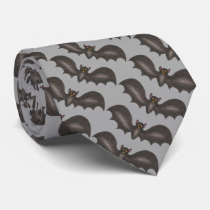 Cravate Chauve Éffrayante chauve-souris gris Halloween Cos