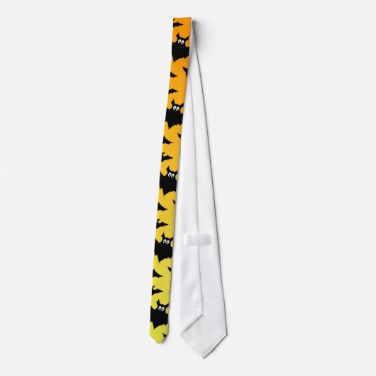 Cravate Chauve-souris jaune orange Halloween motif (Dos)