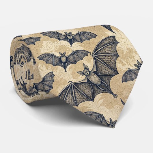 Cravate Chauves-souris Halloween vintage (Roulé)