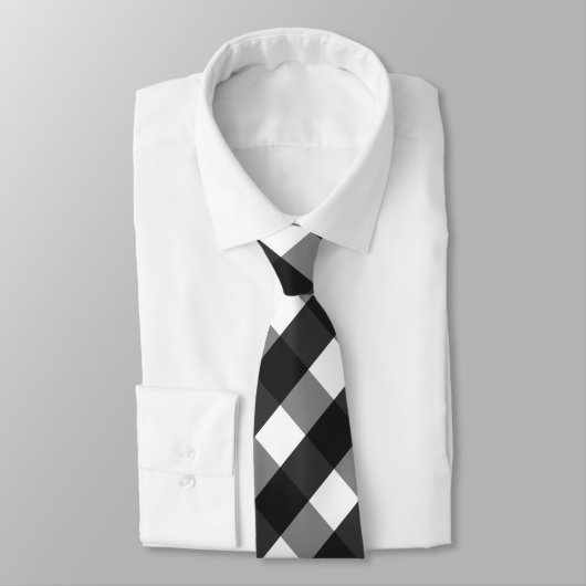 CRAVATE CHECK DE GINGHAM NOIR ET BLANC (Attaché)