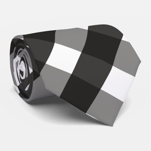 CRAVATE CHECK DE GINGHAM NOIR ET BLANC (Roulé)