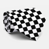 Cravate Checkerboard pattern black and white (Roulé)