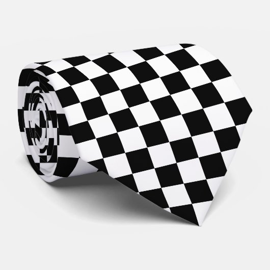 Cravate Checkerboard pattern black and white (Roulé)