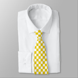 Cravate Checkered Gold and White