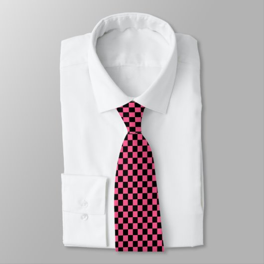 Cravate Checkered Hot Pink and Black (Attaché)