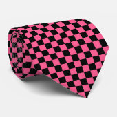Cravate Checkered Hot Pink and Black (Roulé)