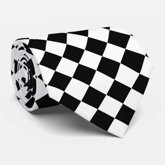 Cravate Checkered noire et blanche (Roulé)