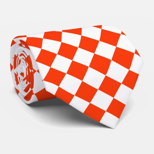Cravate Checkered orange et blanche (Roulé)