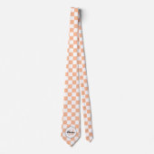 Cravate Checkered squares peach white retro Monogram (Devant)
