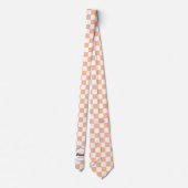 Cravate Checkered squares peach white retro Monogram (Dos)