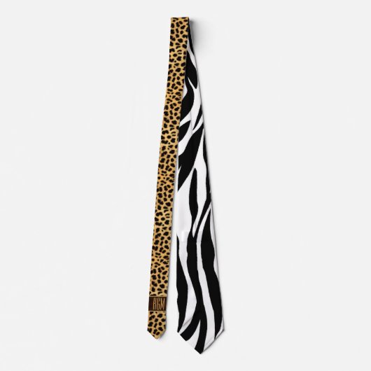 Cravate Cheetah et Zebra Wild Man Monogrammed (Dos)