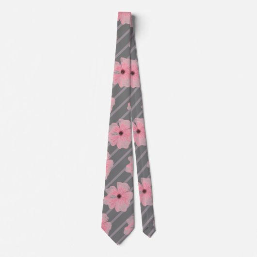 Cravate Chemise à fleurs roses et rayures (Devant)